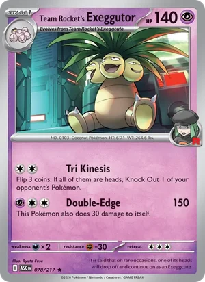 Team Rocket's Exeggutor 078/217 Rare, Ascended Heroes Pokémon TCG card
