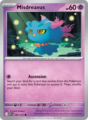 Misdreavus 085/217 Common, Ascended Heroes Pokémon TCG card