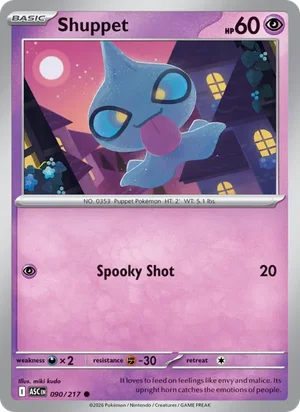 Shuppet 090/217 Common, Ascended Heroes Pokémon TCG card