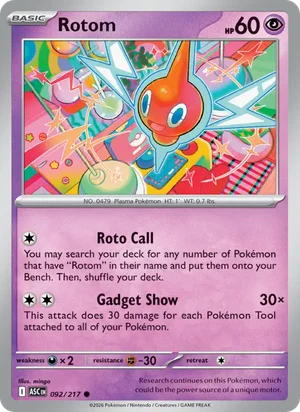 Rotom 092/217 Common, Ascended Heroes Pokémon TCG card