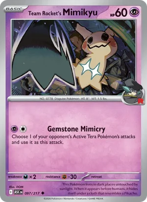 Team Rocket's Mimikyu 097/217 Uncommon, Ascended Heroes Pokémon TCG card