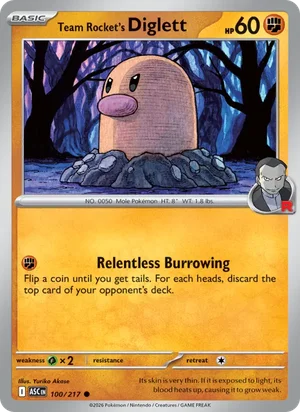 Team Rocket's Diglett 100/217 Common, Ascended Heroes Pokémon TCG card