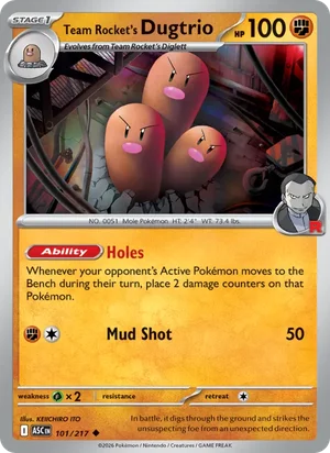 Team Rocket's Dugtrio 101/217 Uncommon, Ascended Heroes Pokémon TCG card