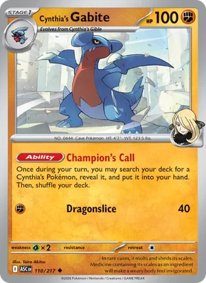 Cynthia's Gabite 110/217 Uncommon, Ascended Heroes Pokémon TCG card