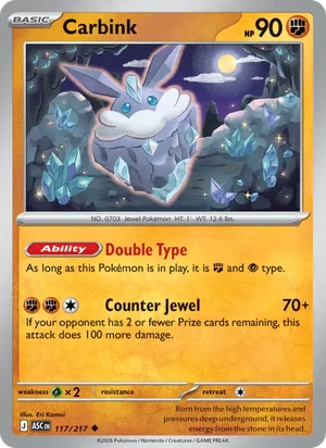 Carbink 117/217 Uncommon, Ascended Heroes Pokémon TCG card
