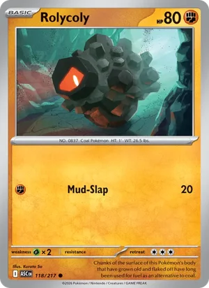 Rolycoly 118/217 Common, Ascended Heroes Pokémon TCG card