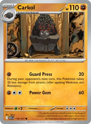 Carkol 119/217 Common, Ascended Heroes Pokémon TCG card
