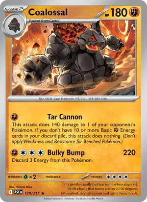 Coalossal 120/217 Rare, Ascended Heroes Pokémon TCG card
