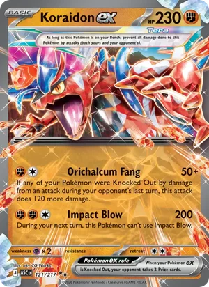 Koraidon ex 121/217 Double Rare, Ascended Heroes Pokémon TCG card