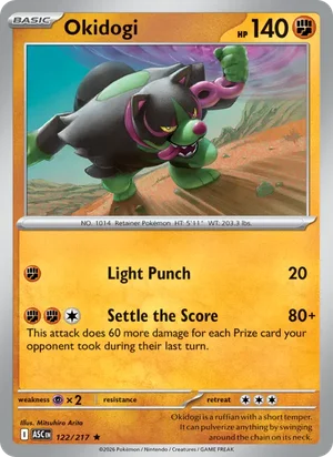 Okidogi 122/217 Rare, Ascended Heroes Pokémon TCG card