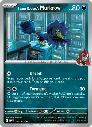 Team Rocket's Murkrow 126/217 Common, Ascended Heroes Pokémon TCG card