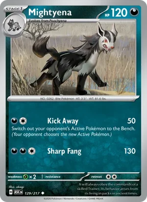 Mightyena 129/217 Uncommon, Ascended Heroes Pokémon TCG card