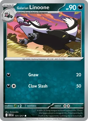 Galarian Linoone 131/217 Common, Ascended Heroes Pokémon TCG card