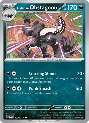 Galarian Obstagoon 132/217 Uncommon, Ascended Heroes Pokémon TCG card