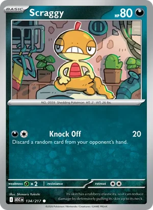 Scraggy 134/217 Common, Ascended Heroes Pokémon TCG card