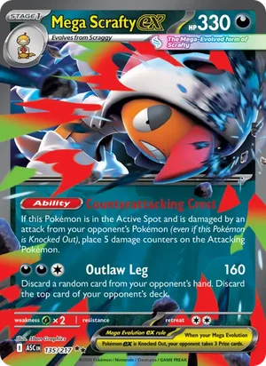 Mega Scrafty ex 135/217 Double Rare, Ascended Heroes Pokémon TCG card