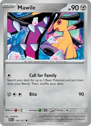 Mawile 144/217 Uncommon, Ascended Heroes Pokémon TCG card