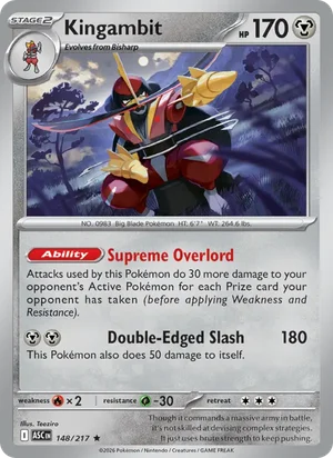 Kingambit 148/217 Rare, Ascended Heroes Pokémon TCG card
