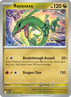 Rayquaza 153/217 Rare, Ascended Heroes Pokémon TCG card