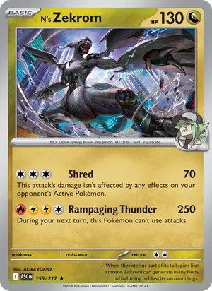 N's Zekrom 155/217 Rare, Ascended Heroes Pokémon TCG card