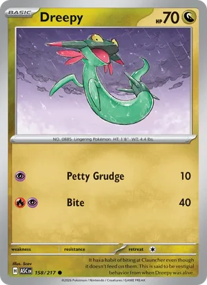 Dreepy 158/217 Common, Ascended Heroes Pokémon TCG card