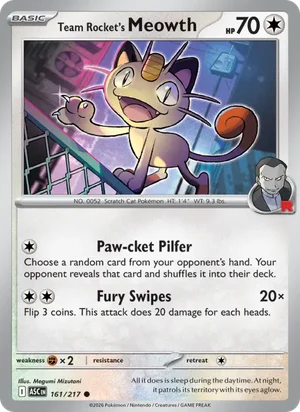 Team Rocket's Meowth 161/217 Common, Ascended Heroes Pokémon TCG card