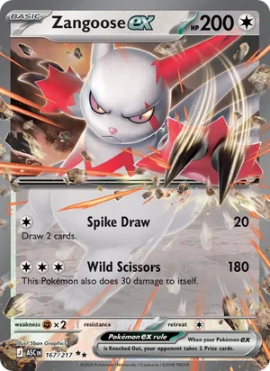 Zangoose ex 167/217 Double Rare, Ascended Heroes Pokémon TCG card