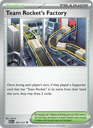 Team Rocket's Factory 203/217 Uncommon, Ascended Heroes Pokémon TCG card