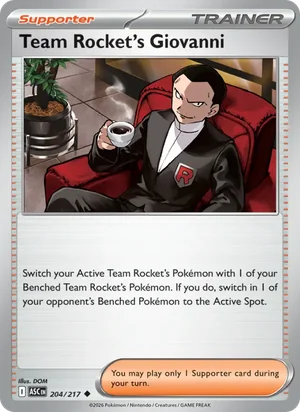 Team Rocket's Giovanni 204/217 Uncommon, Ascended Heroes Pokémon TCG card