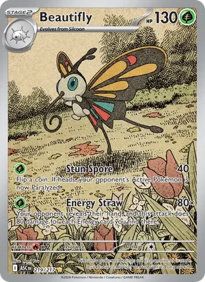 Beautifly 219/217 Illustration Rare, Ascended Heroes Pokémon TCG card