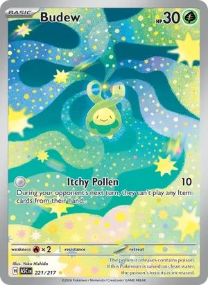 Budew 221/217 Illustration Rare, Ascended Heroes Pokémon TCG card