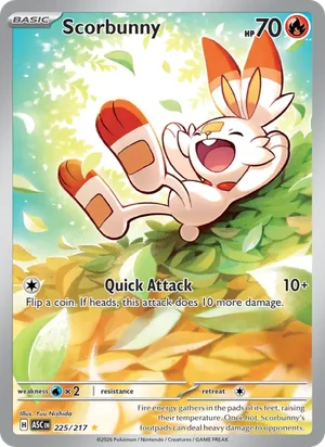 Scorbunny 225/217 Illustration Rare, Ascended Heroes Pokémon TCG card