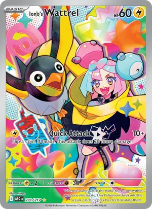 Iono's Wattrel 231/217 Illustration Rare, Ascended Heroes Pokémon TCG card