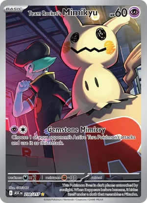 Team Rocket's Mimikyu 238/217 Illustration Rare, Ascended Heroes Pokémon TCG card