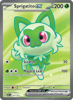 Sprigatito ex 251/217 Ultra Rare, Ascended Heroes Pokémon TCG card