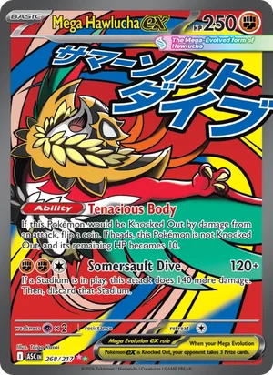 Mega Hawlucha ex 268/217 Mega Attack Rare, Ascended Heroes Pokémon TCG card