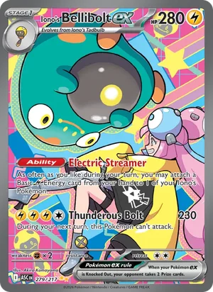 Iono's Bellibolt ex 279/217 Special Illustration Rare, Ascended Heroes Pokémon TCG card