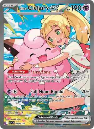 Lillie's Clefairy ex 280/217 Special Illustration Rare, Ascended Heroes Pokémon TCG card