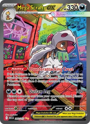 Mega Scrafty ex 285/217 Special Illustration Rare, Ascended Heroes Pokémon TCG card