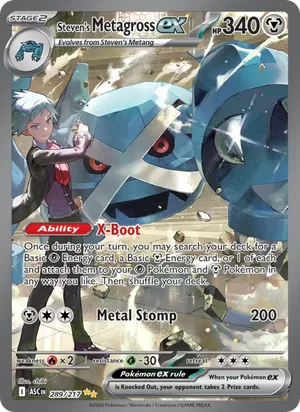 Steven's Metagross ex 289/217 Special Illustration Rare, Ascended Heroes Pokémon TCG card
