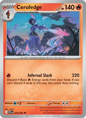 Ceruledge Phantasmal Flames Pokémon TCG Uncommon 020