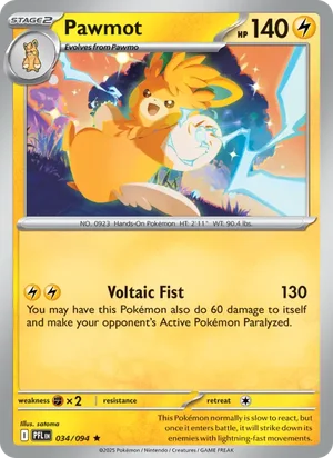 Pawmot Phantasmal Flames Pokémon TCG Rare 034