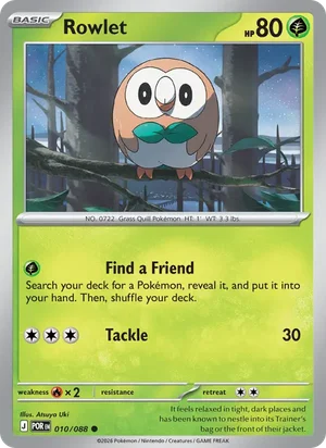 Rowlet 010/088 Common, Perfect Order Pokémon TCG card