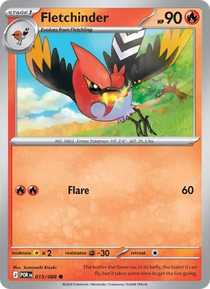 Fletchinder 013/088 Common, Perfect Order Pokémon TCG card