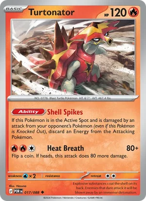 Turtonator 017/088 Uncommon, Perfect Order Pokémon TCG card