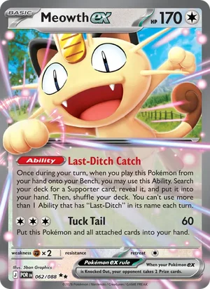 Meowth ex 062/088 Double Rare, Perfect Order Pokémon TCG card
