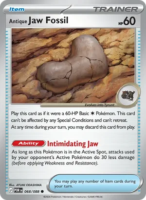 Antique Jaw Fossil 068/088 Common, Perfect Order Pokémon TCG card