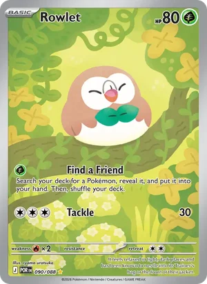 Rowlet 090/088 Illustration Rare, Perfect Order Pokémon TCG card