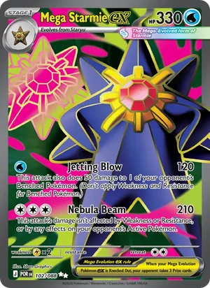 Mega Starmie ex 102/088 Ultra Rare, Perfect Order Pokémon TCG card