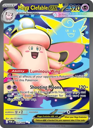 Mega Clefable ex 103/088 Ultra Rare, Perfect Order Pokémon TCG card